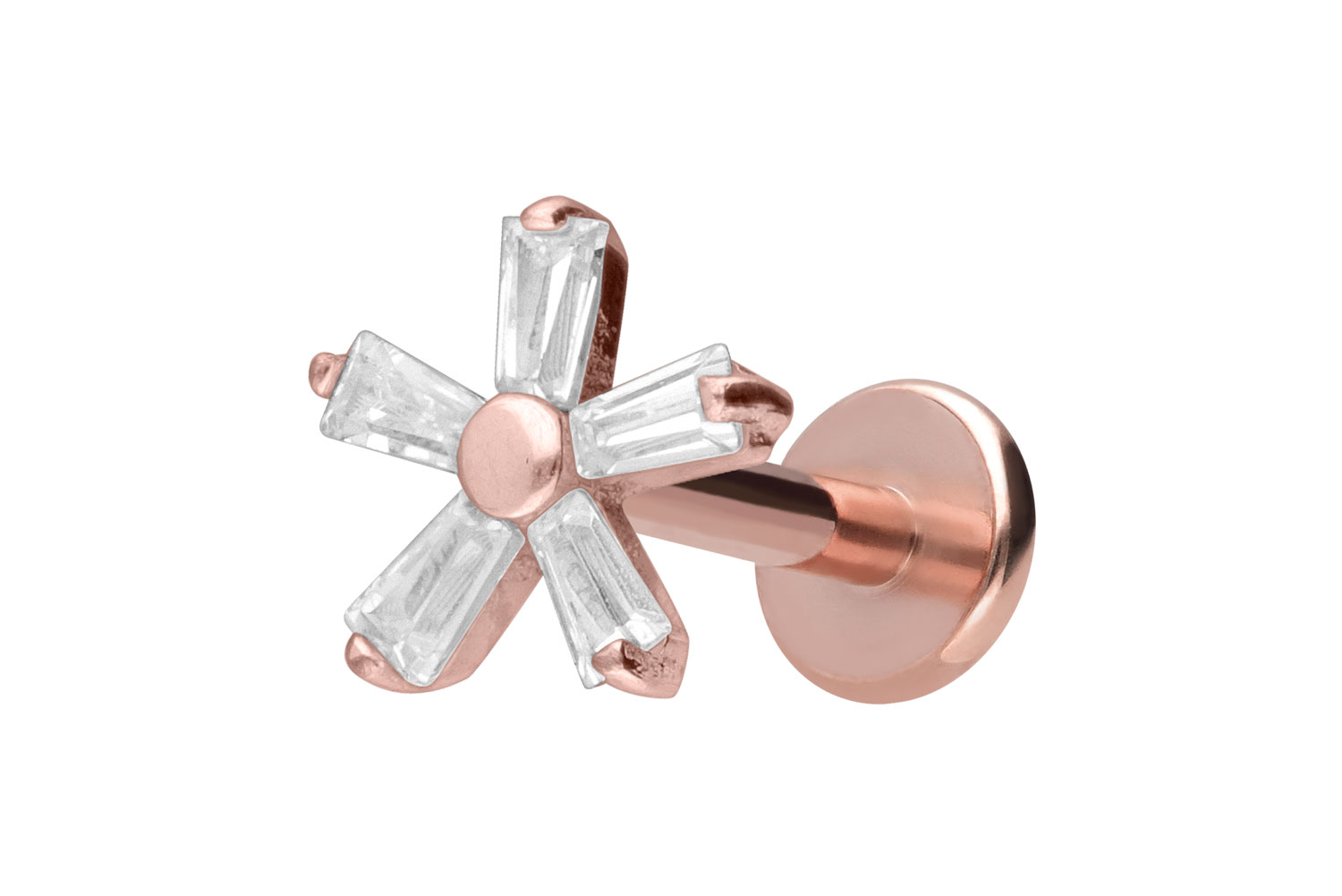 Titan Labret Piercing mit Innengewinde KRISTALLBLUME